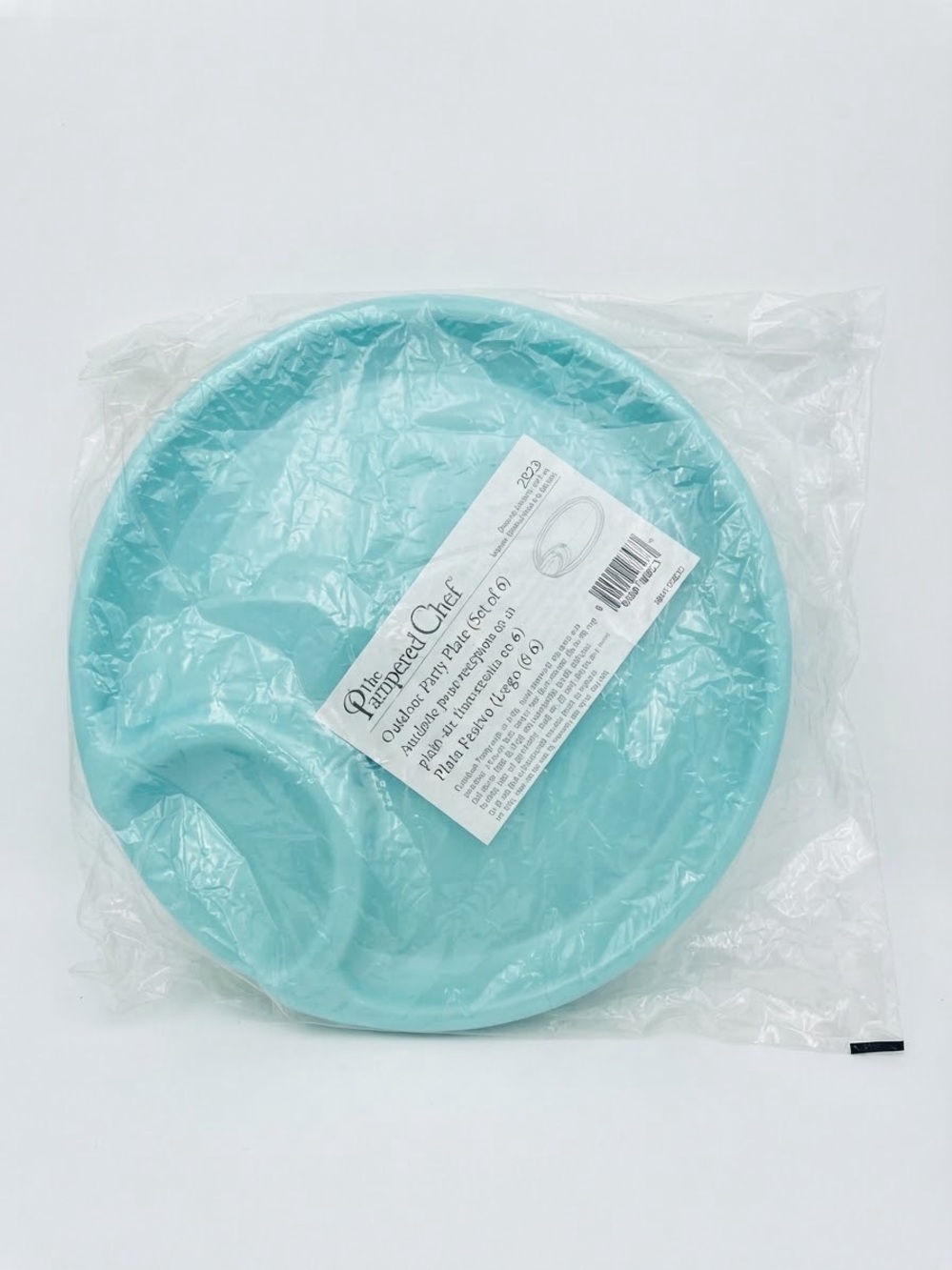 Pampered Chef Light Turquoise Divided Party Plate